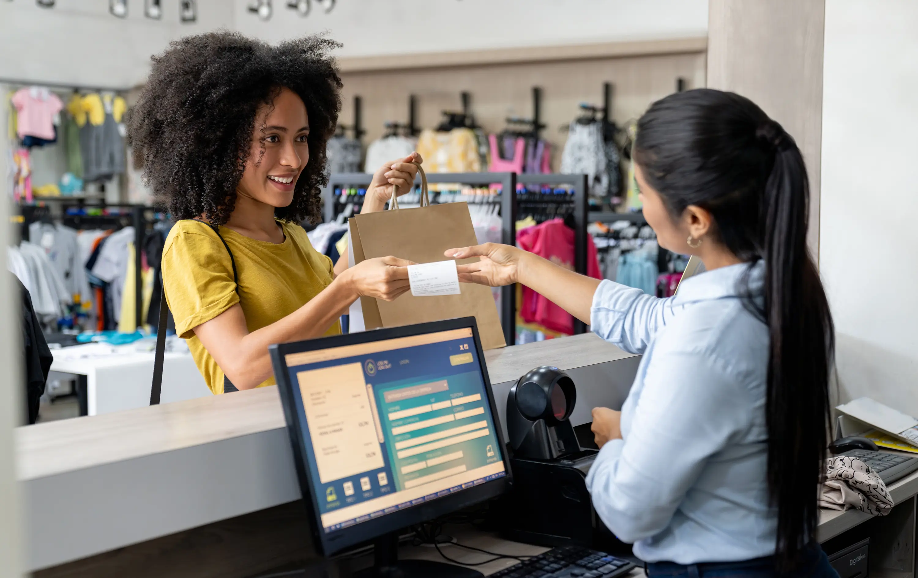 retail cashier completing transaction